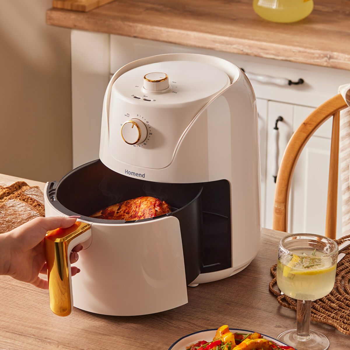 Homend Airfryday 2504H 8 Farklı Programlı, 4,3 Litre Airfryer Krem - 6