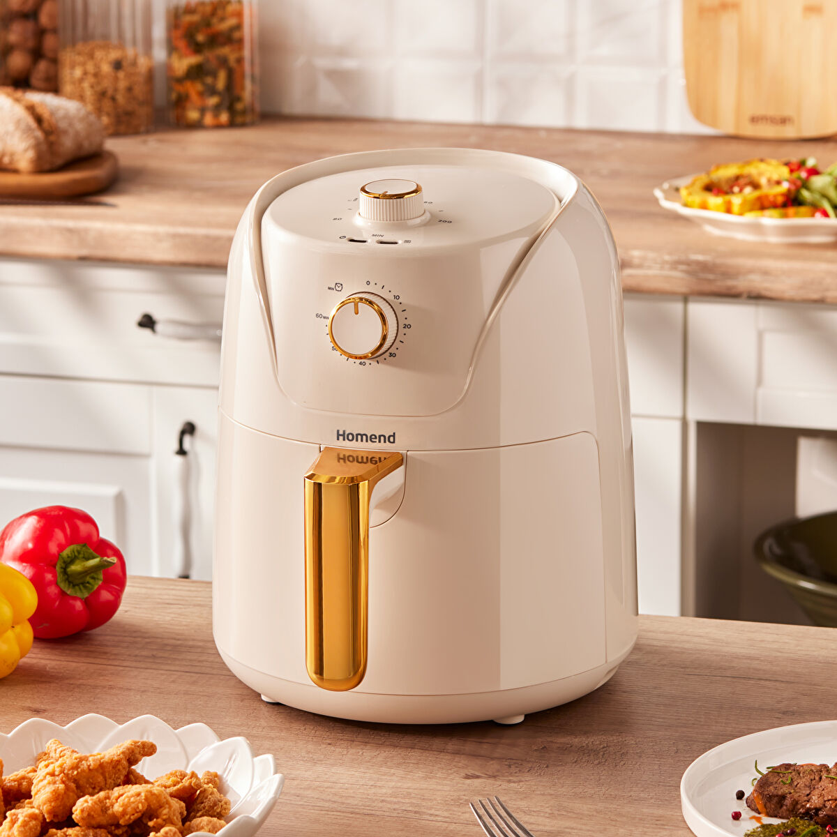 Homend Airfryday 2504H 8 Farklı Programlı, 4,3 Litre Airfryer Krem - 4