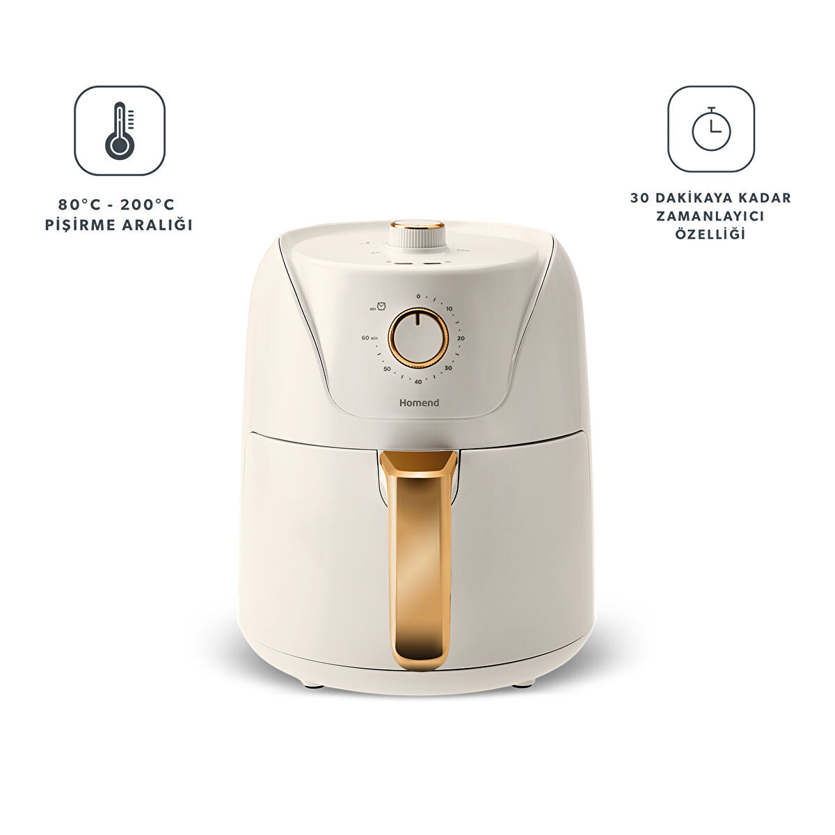 Homend Airfryday 2504H 8 Farklı Programlı, 4,3 Litre Airfryer Krem - 9