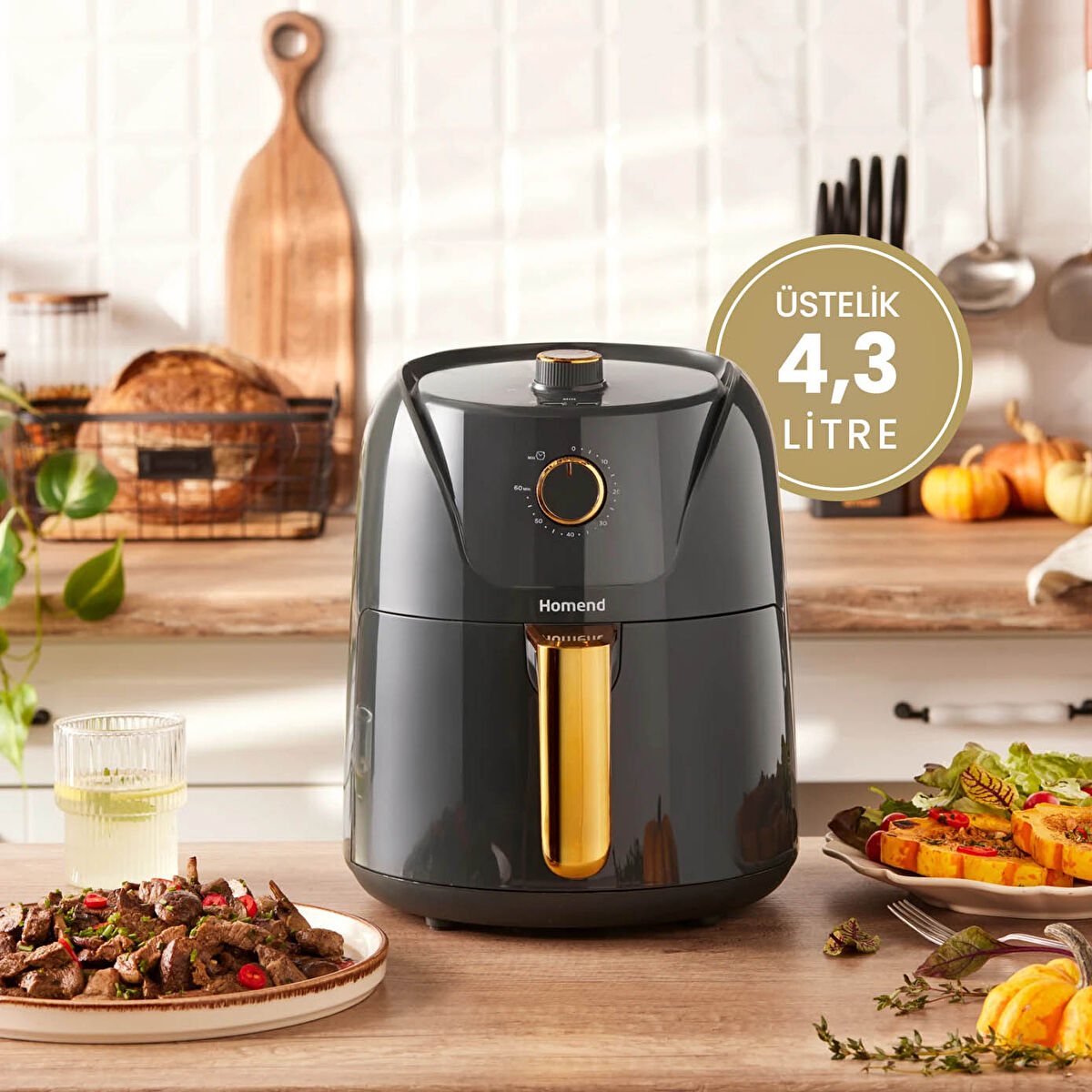 Homend Airfryday 2505H 8 Farklı Programlı Airfryer Antrasit 4,3L - 4