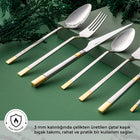 Emsan Elegance Duru Gold 84 Parça 12 Kişilik Lüks Kutulu Çatal Kaşık Bıçak Takımı - 2