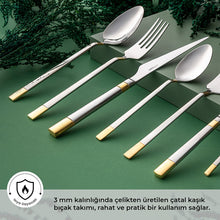 Emsan Elegance Duru Gold 84 Parça 12 Kişilik Lüks Kutulu Çatal Kaşık Bıçak Takımı - 2