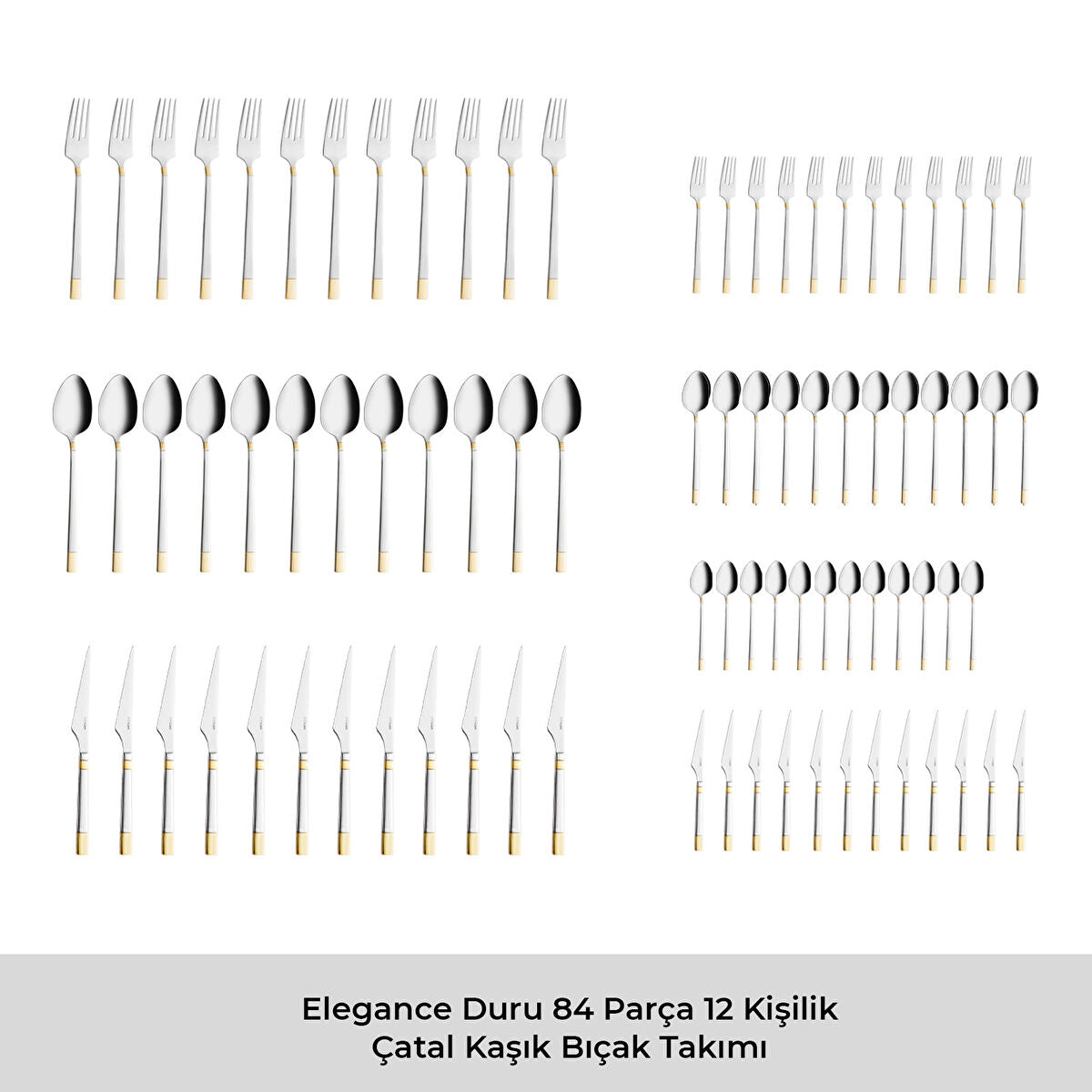 Emsan Elegance Duru Gold 84 Parça 12 Kişilik Lüks Kutulu Çatal Kaşık Bıçak Takımı - 8