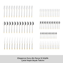 Emsan Elegance Duru Gold 84 Parça 12 Kişilik Lüks Kutulu Çatal Kaşık Bıçak Takımı - 8