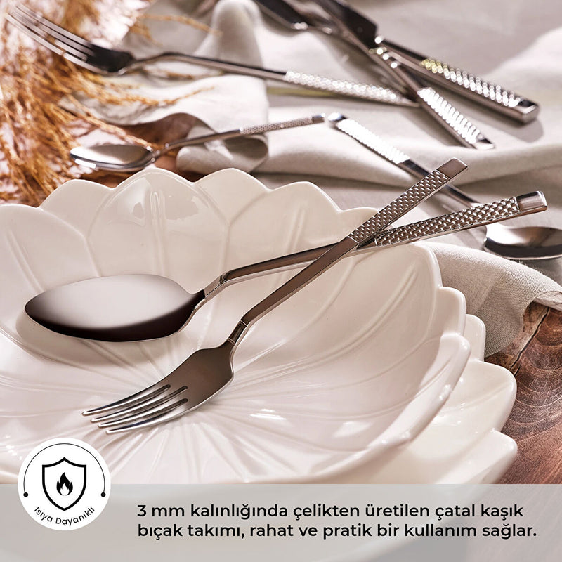 Emsan Side 84 Parça 12 Kişilik Çatal Kaşık Bıçak Takımı - 2