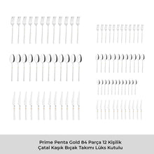 Emsan Prime Penta Gold 84 12 Kişilik Parça Çatal Kaşık Bıçak Seti Lüks Kutulu - 10