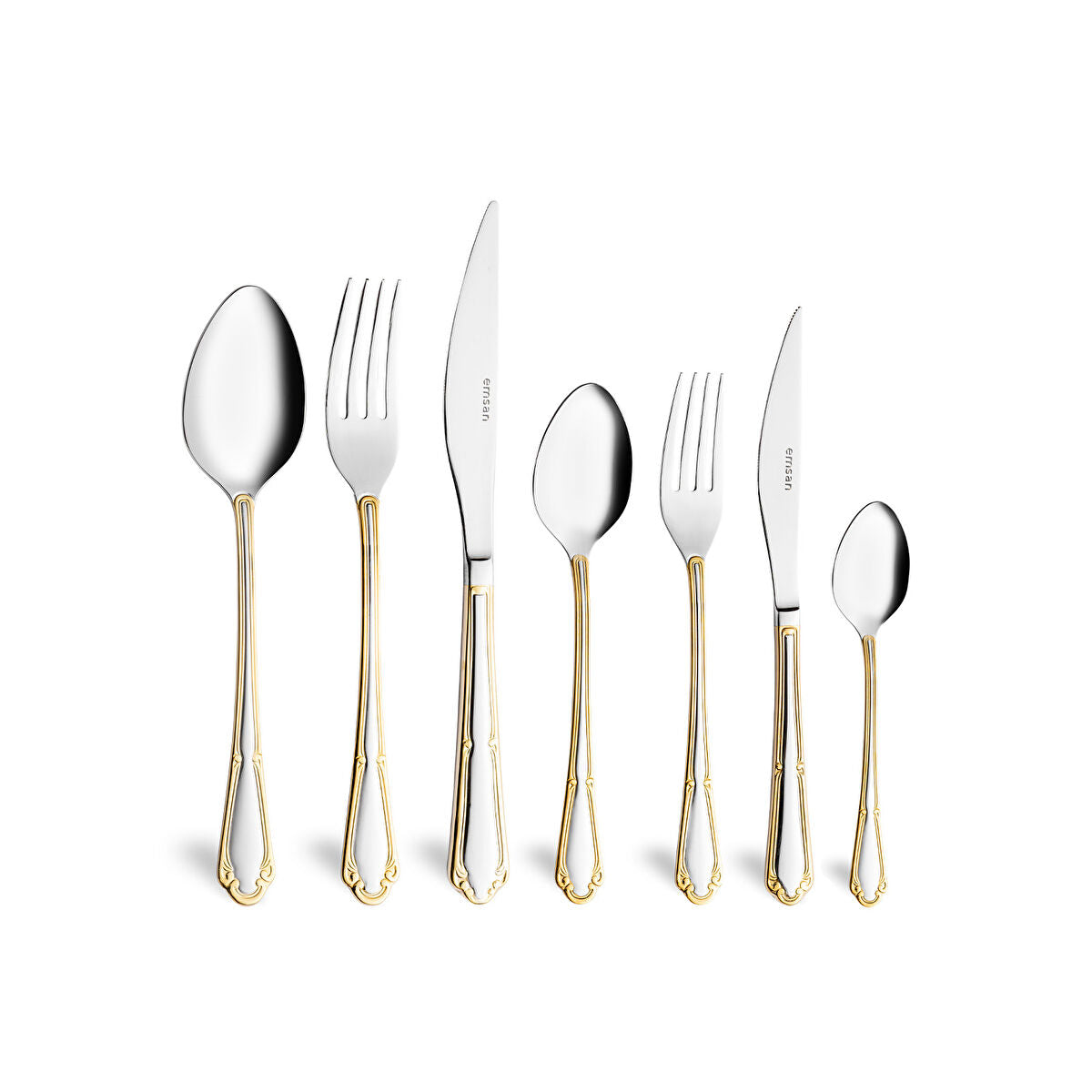 Emsan Elegance Göksu Gold 84 Parça 12 Kişilik Lüks Kutulu Çatal Kaşık Bıçak Seti - 3