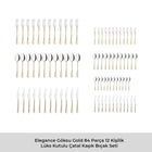 Emsan Elegance Göksu Gold 84 Parça 12 Kişilik Lüks Kutulu Çatal Kaşık Bıçak Seti - 5