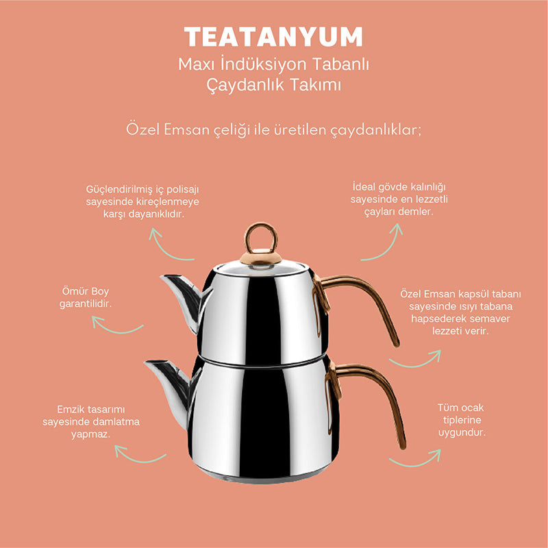 Emsan Teatanyum Maxi İndüksiyon Tabanlı Çaydanlık Takımı 1.2-2.5Lt - 2