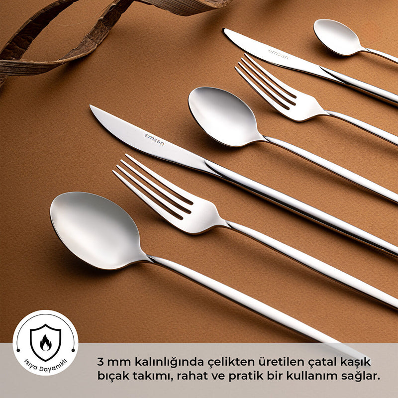 Emsan Alya 84 Parça 12 Kişilik Çatal Kaşık Bıçak Takımı Lüks Kutulu - 2
