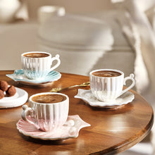 Emsan İstiridye 2 Kişilik Porselen Kahve Fincanı Takımı Mavi 90 ml - 2