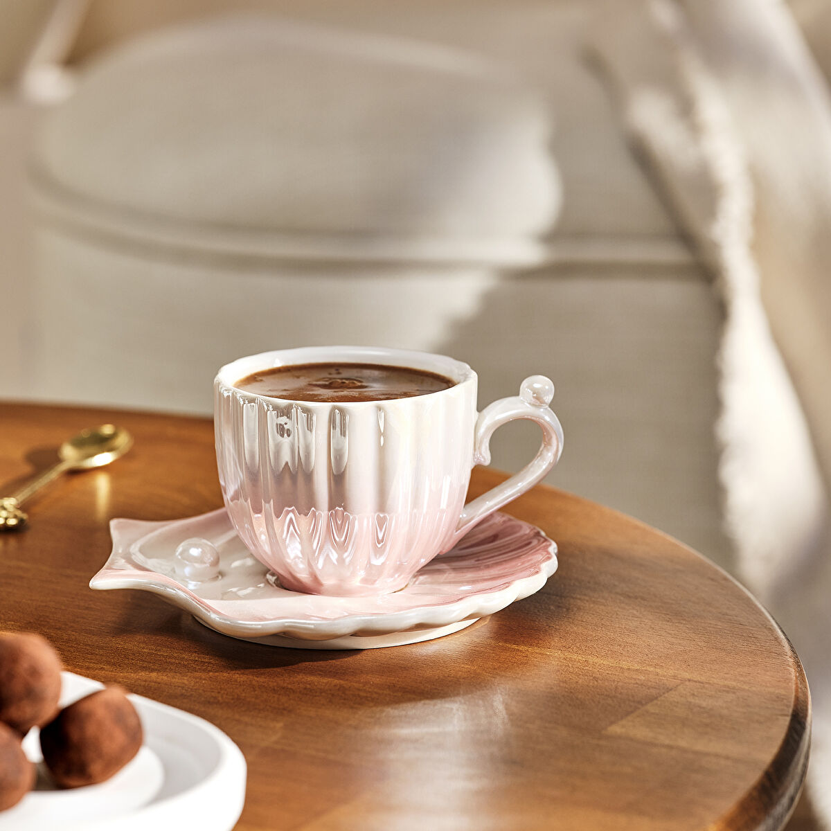 Emsan İstiridye 2 Kişilik Porselen Kahve Fincanı Takımı Beyaz 90 ml - 4