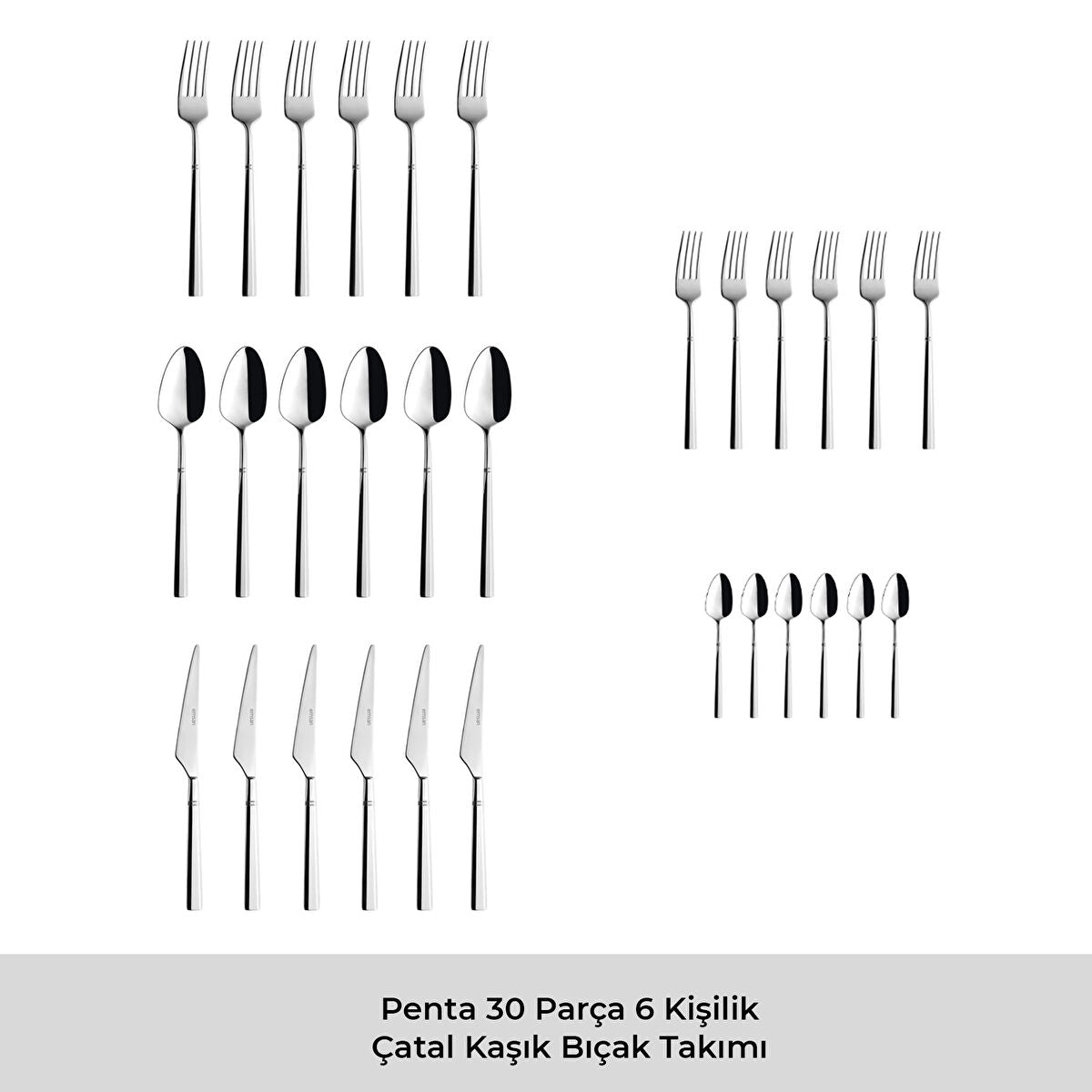 Emsan Penta 30 Parça 6 Kişilik Çatal Kaşık Bıçak Takımı - 7