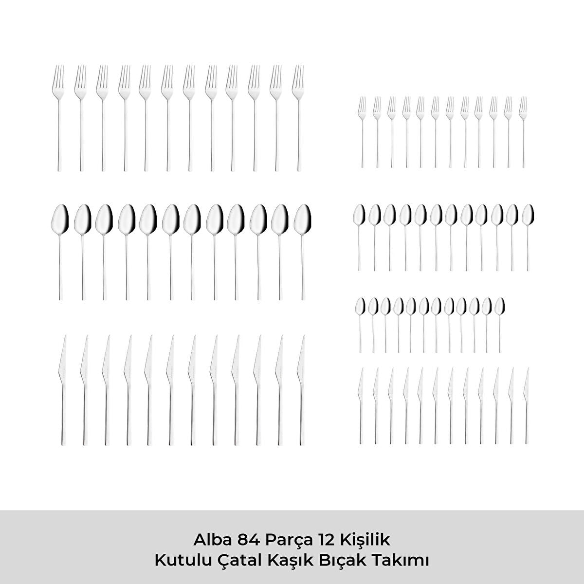 Emsan Alba 84 Parça 12 Kişilik Kutulu Çatal Kaşık Bıçak Takımı - 9