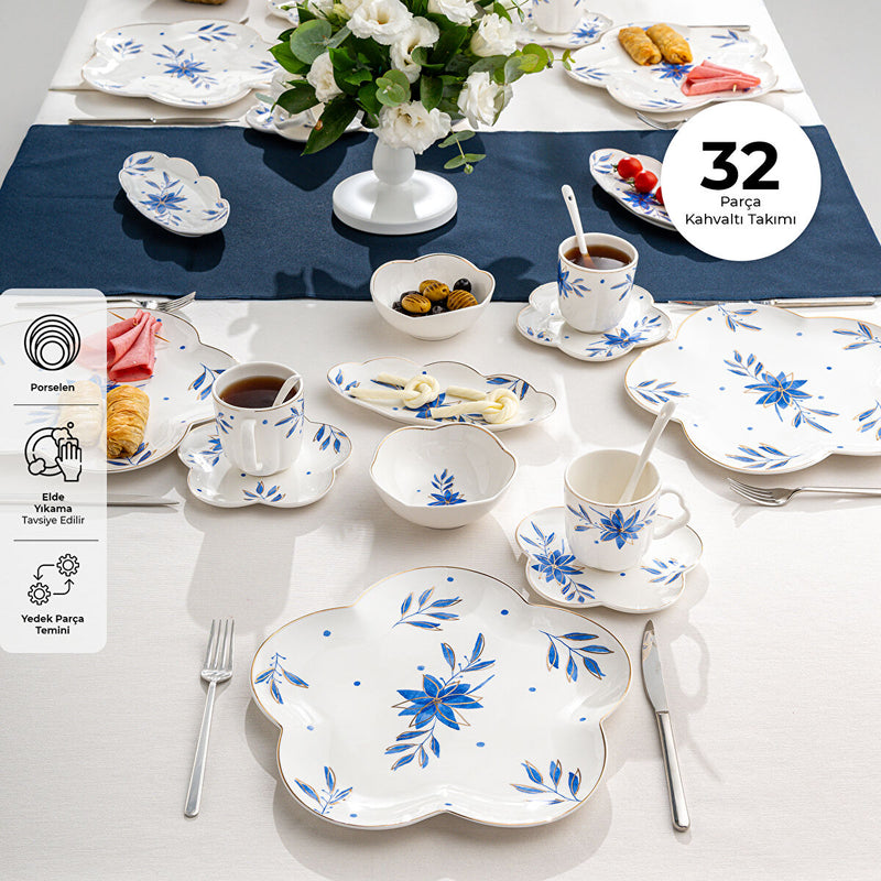 Emsan ÄḞntense Blue Porselen 32 ParÃ§a 6 KiÅilik KahvaltÄḟ/Servis TakÄḟmÄḟ - 4