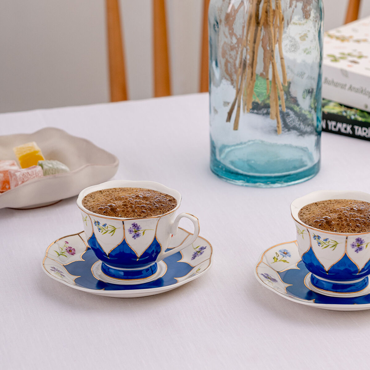 Emsan Kır Çiçekleri 2 Kişilik Kahve Fincan Takımı Mavi 80 ml - 2
