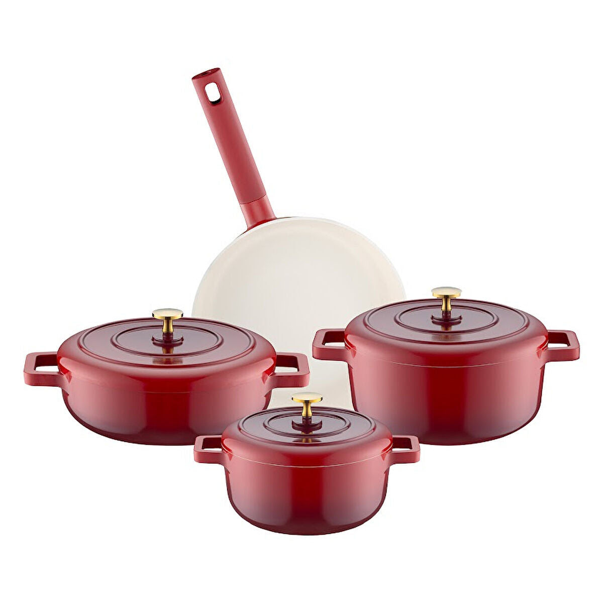 Emsan Red Royal 7 Parça Tencere Seti - 4