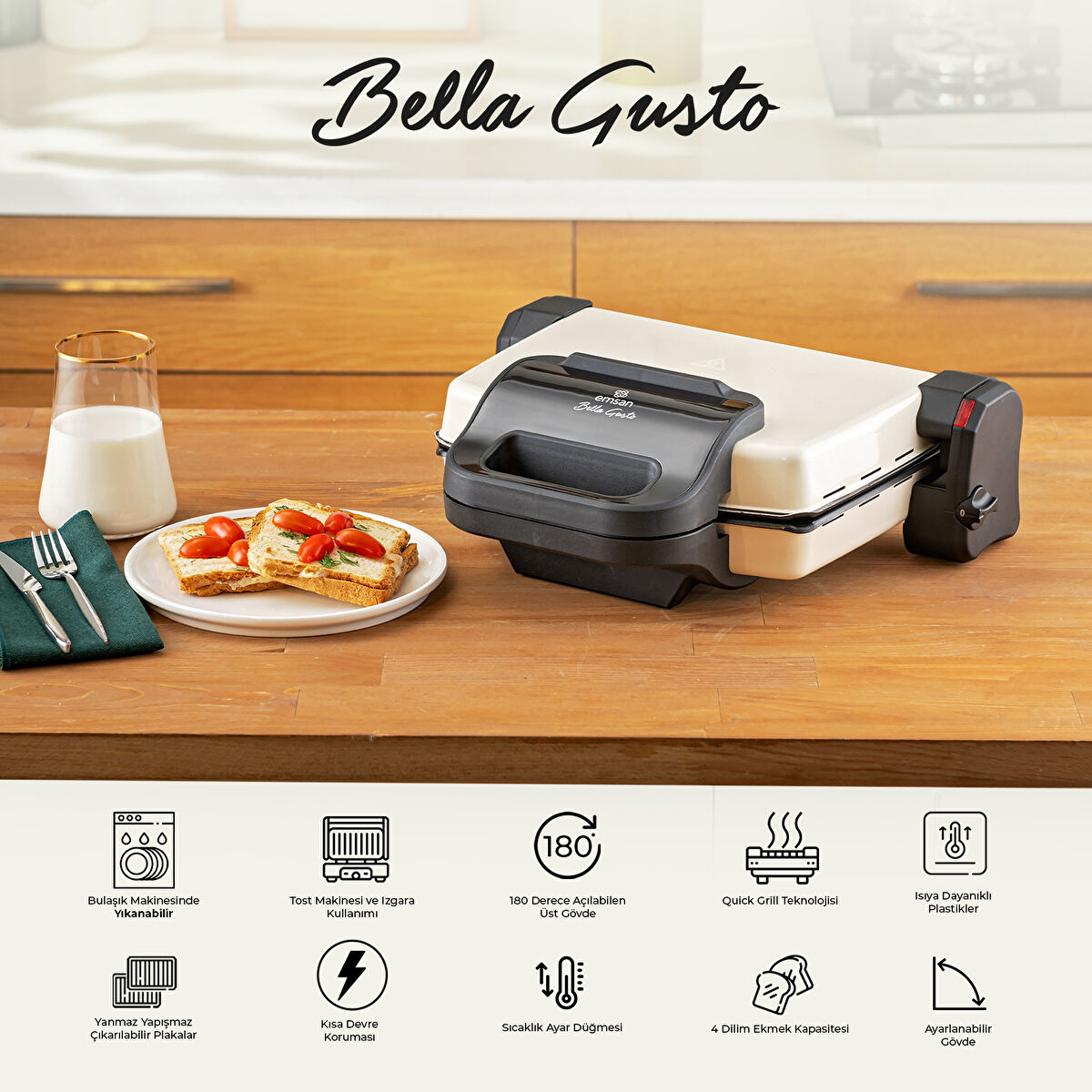 Emsan Bella Gusto Tost Makinesi Krem - 6