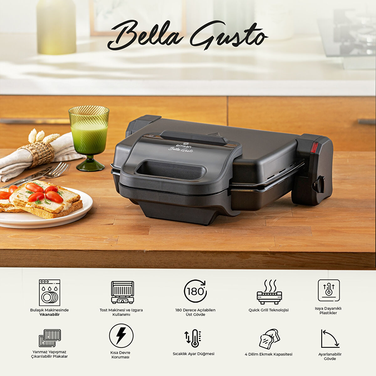 Emsan Bella Gusto Tost Makinesi Siyah - 5