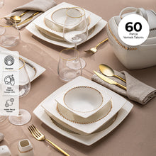 Emsan Başak Fine Bone 60 Parça 12 Kişilik Kare Yemek Takımı Gold - 3