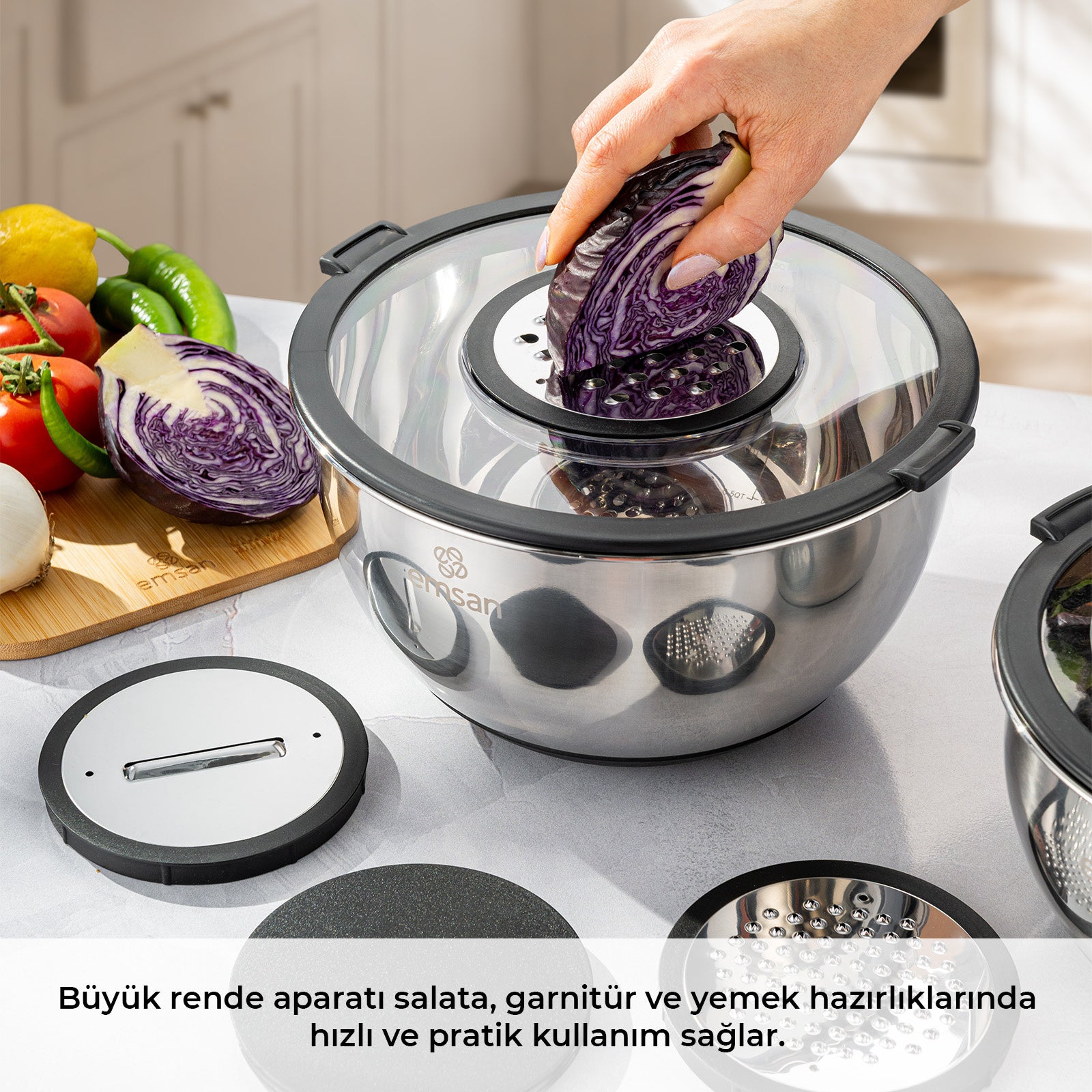 Emsan Cemre 8 Parça Rendeli Karıştırma ve Saklama Kabı