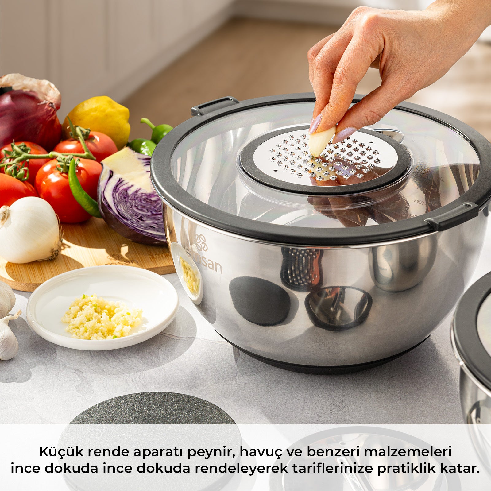 Emsan Cemre 8 Parça Rendeli Karıştırma ve Saklama Kabı