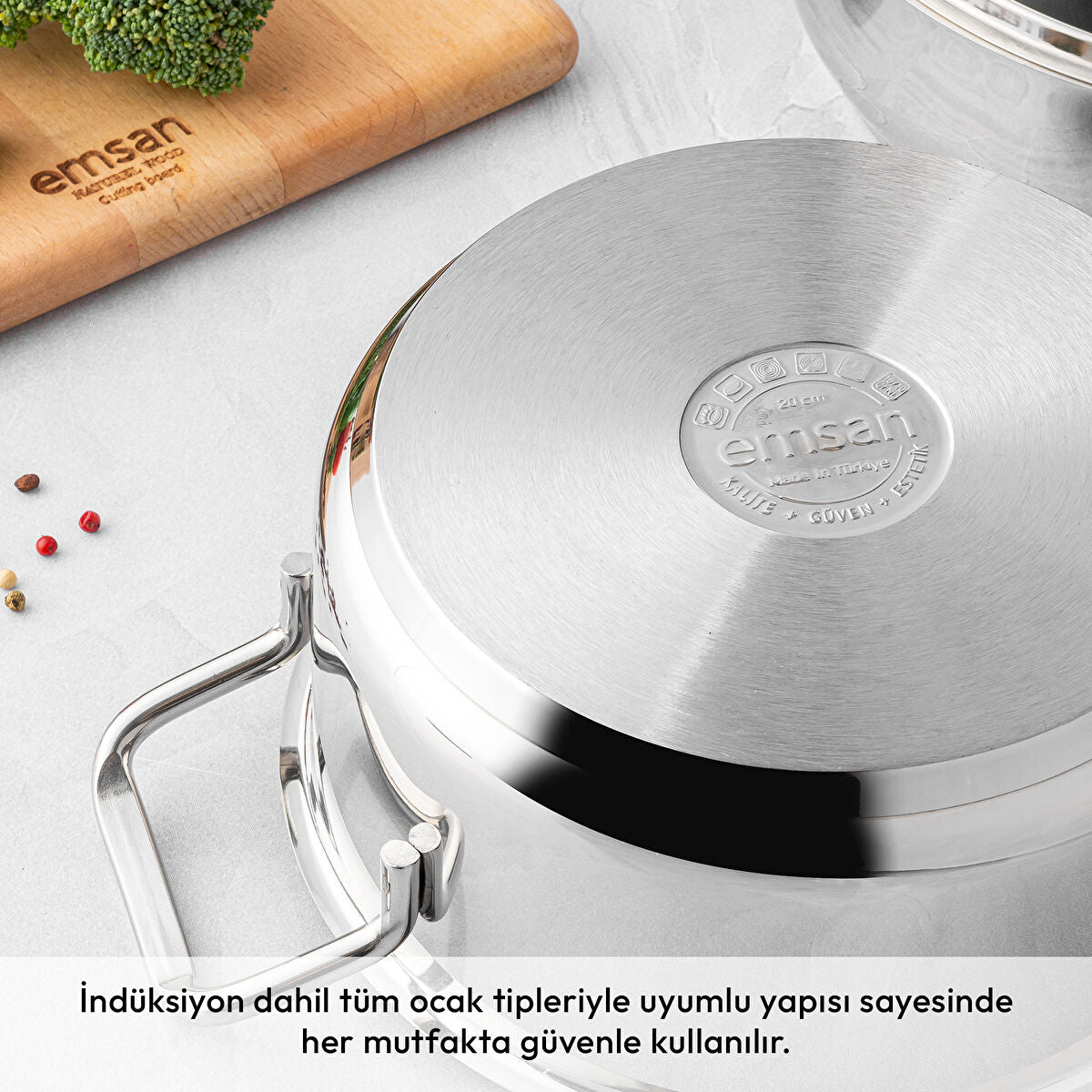 Emsan Demre 6 Parça Çelik Midi Tencere Seti - 3
