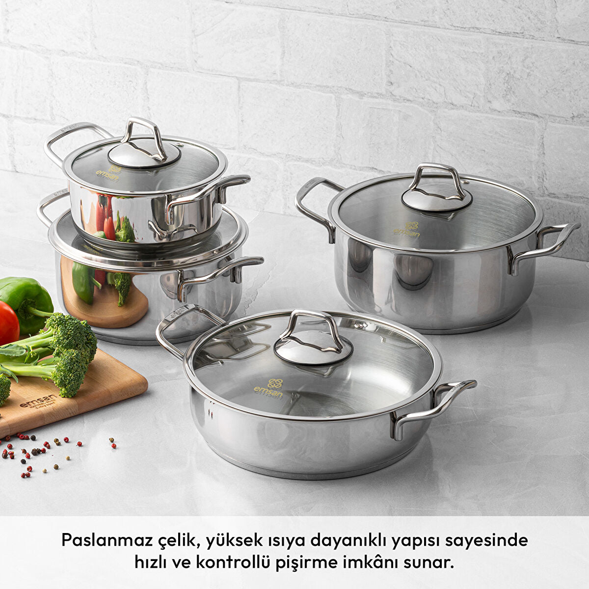 Emsan Demre 8 Parça Çelik Tencere Seti - 2