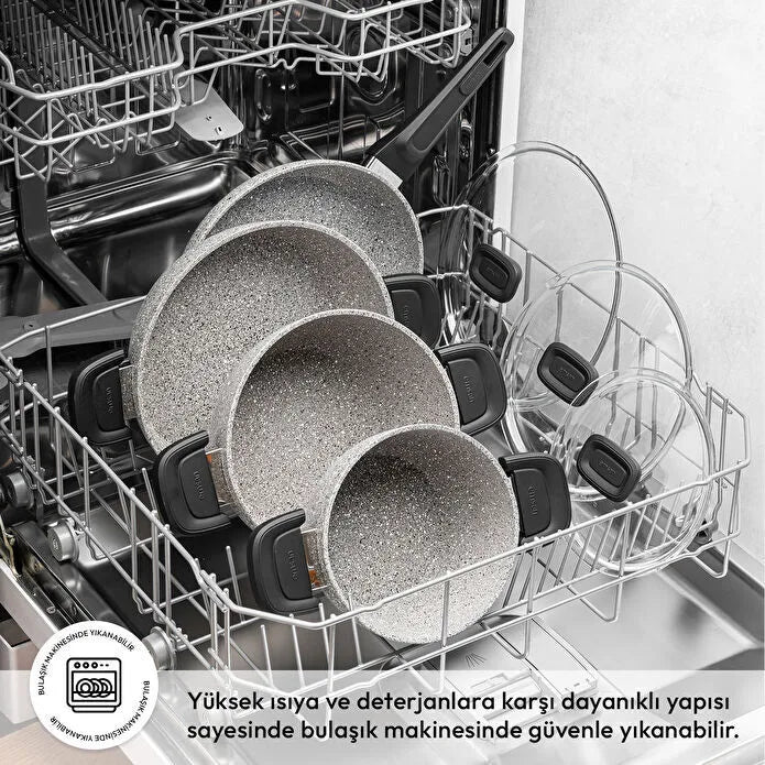 Emsan Stone 7 Parça Granit Tencere Seti