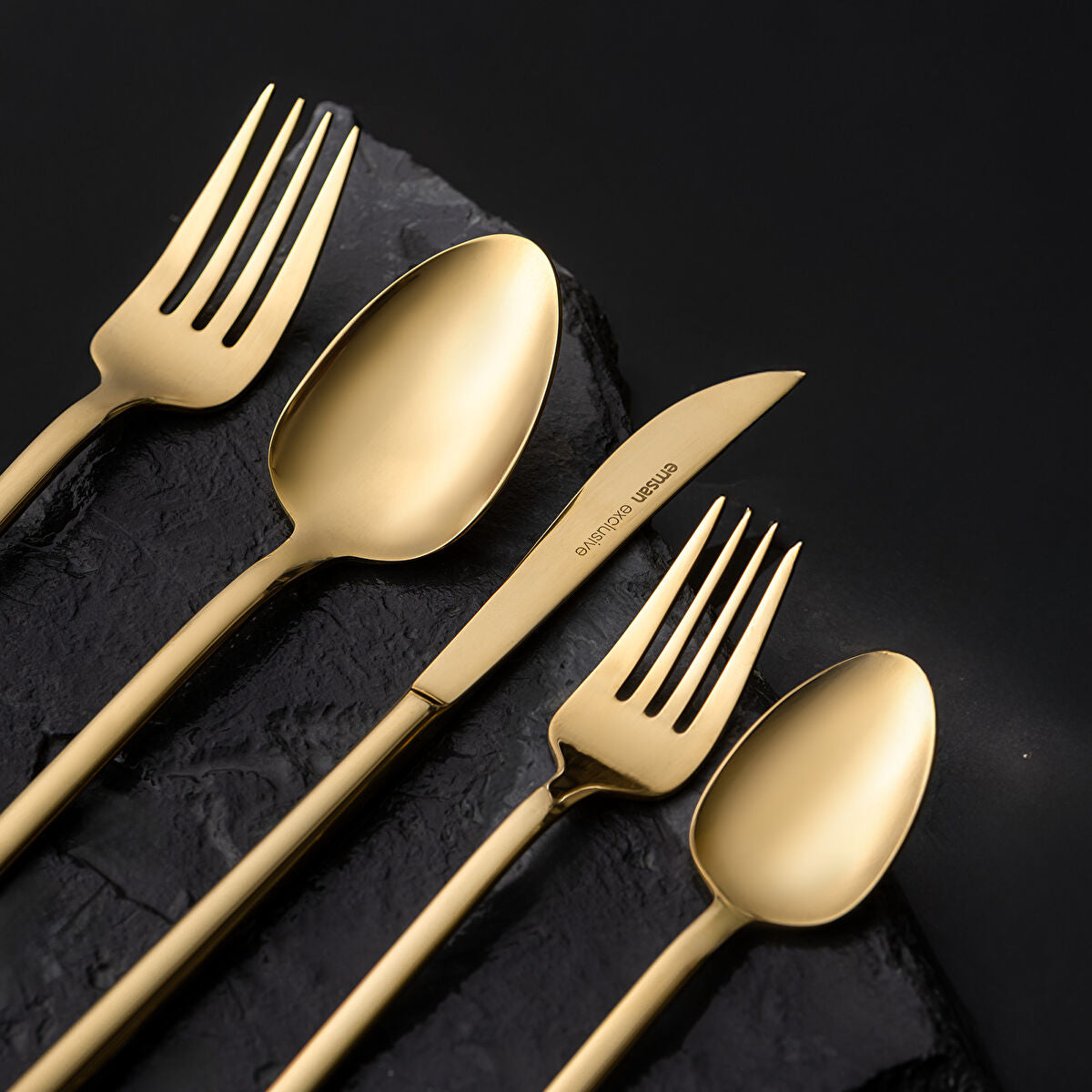 Emsan Lora Parlak Gold 60 Parça 12 Kişilik Çatal Kaşık Bıçak Takımı - 3