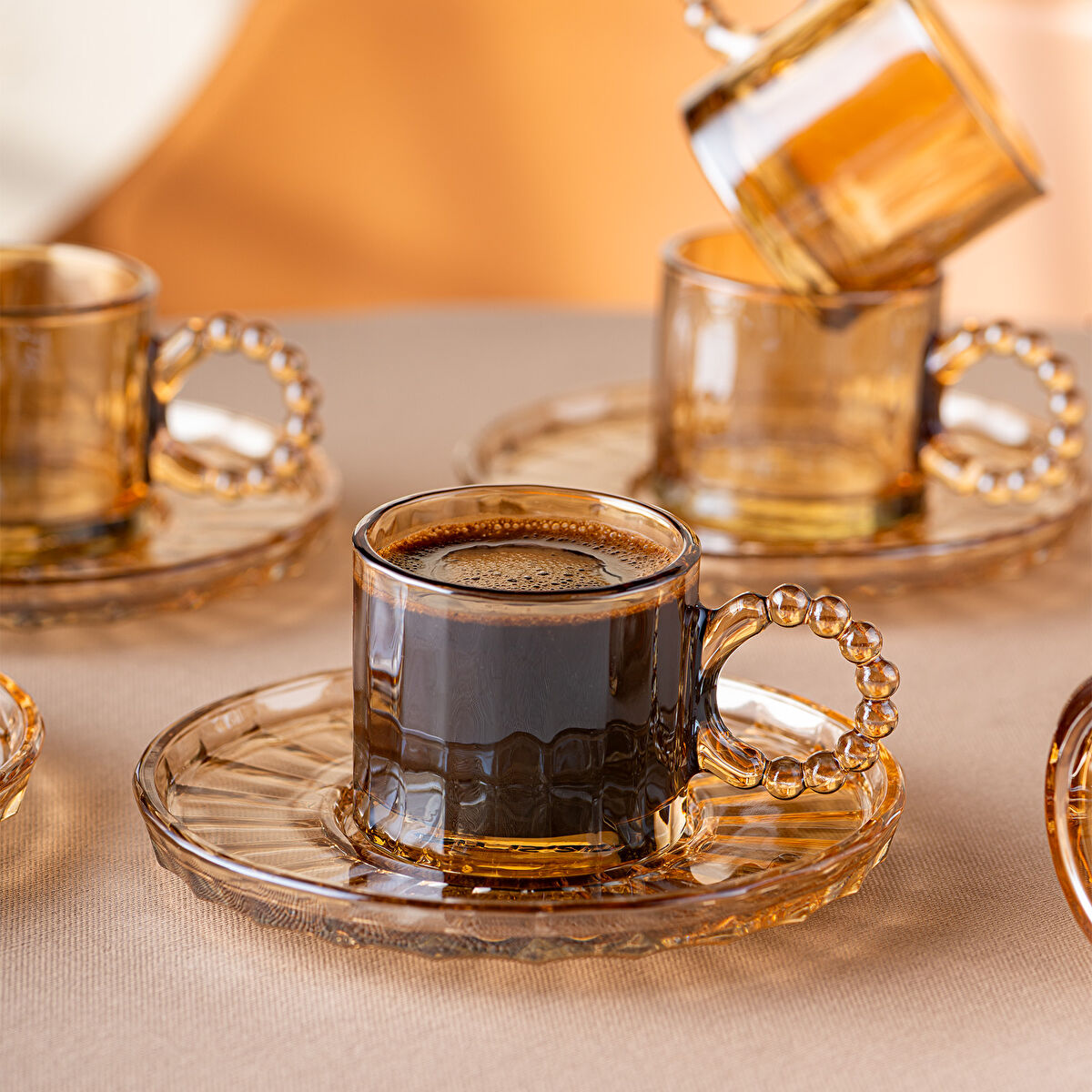 Emsan Muhabbet Amber 6'lı Cam Kahve Fincanı 100 ml - 3