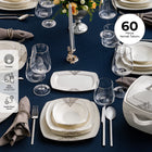 Emsan New Yasemin Porselen 60 ParΟßa 12 Ki≈üilik YarΡ±m Kare Yemek TakΡ±mΡ± Platin  - 3
