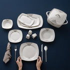 Emsan New Yasemin Porselen 60 ParΟßa 12 Ki≈üilik YarΡ±m Kare Yemek TakΡ±mΡ± Platin  - 8