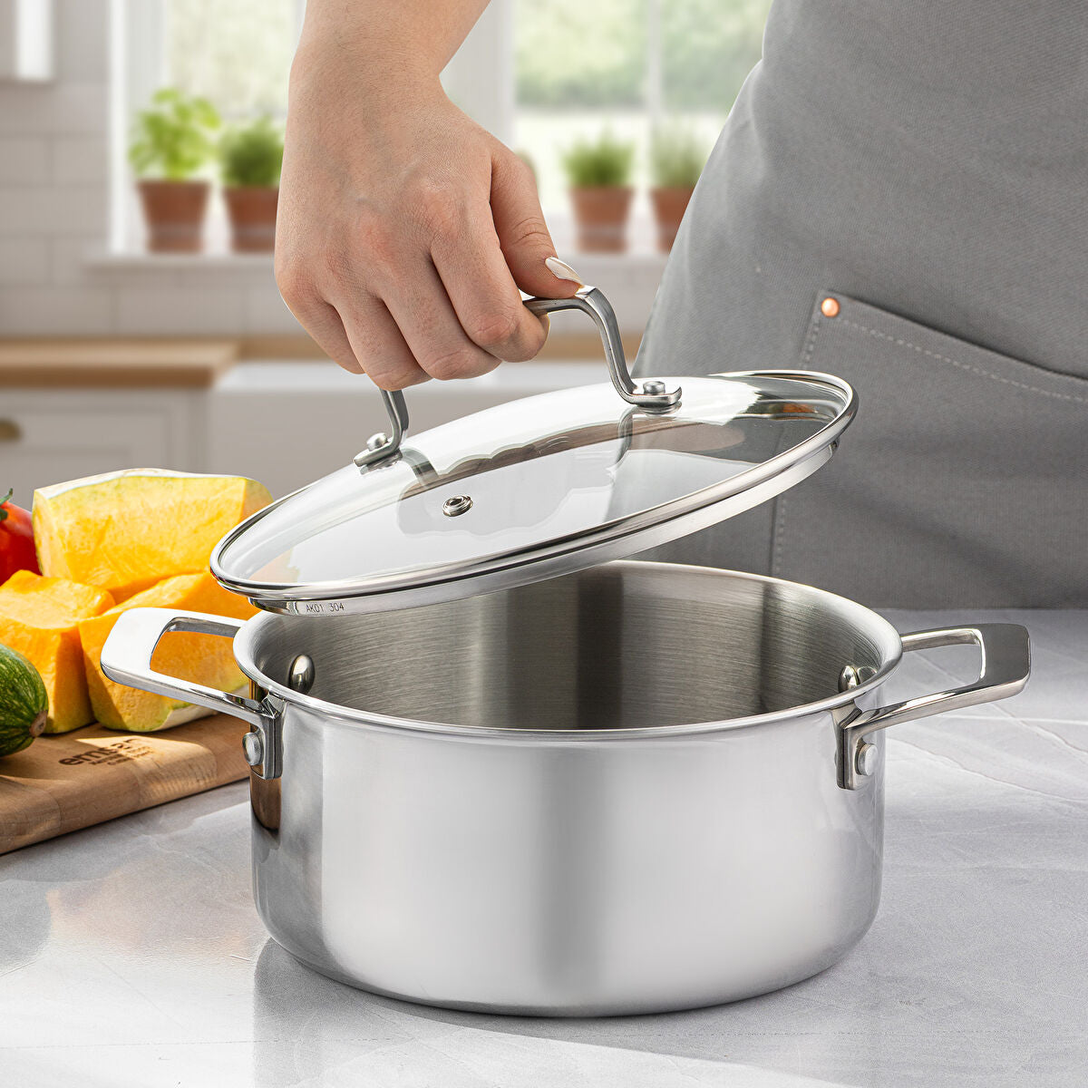 Emsan Pro Tri Ply Derin Tencere Çelik 24 cm - 4