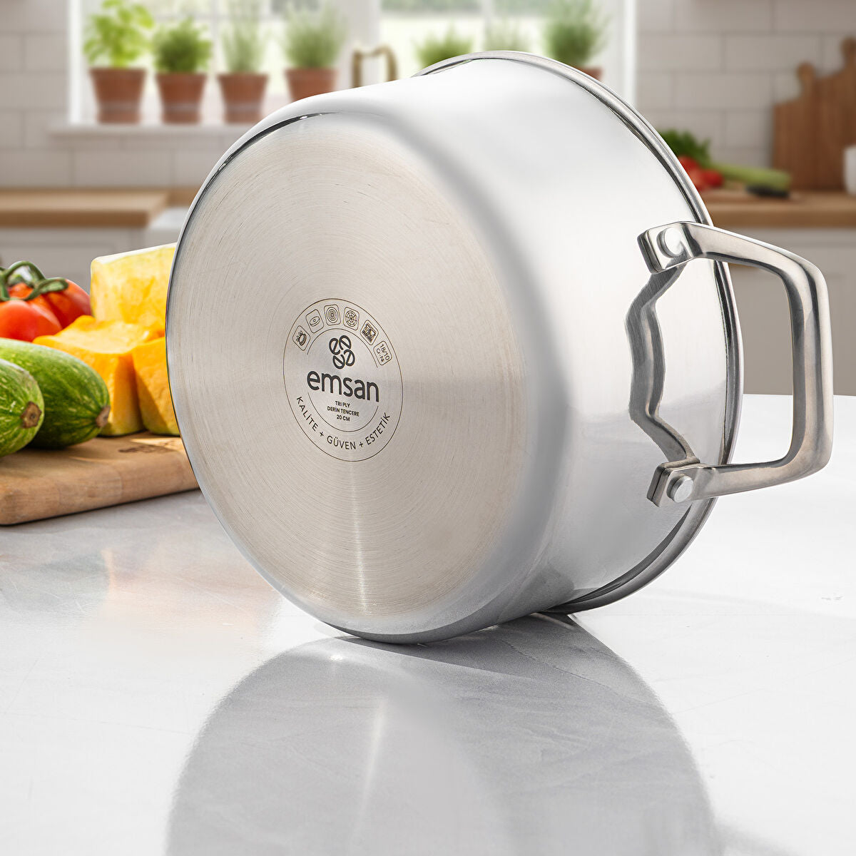 Emsan Pro Tri Ply Derin Tencere Çelik 24 cm - 5