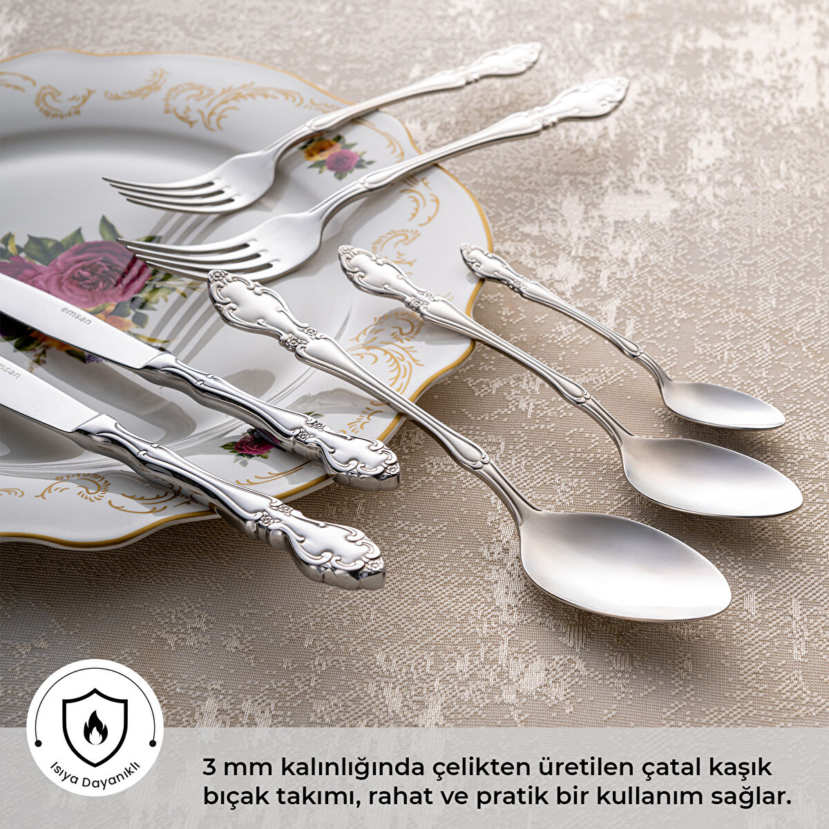 Emsan Royal 84 Parça 12 Kişilik Çatal Kaşık Bıçak Takımı Lüks Kutulu - 2