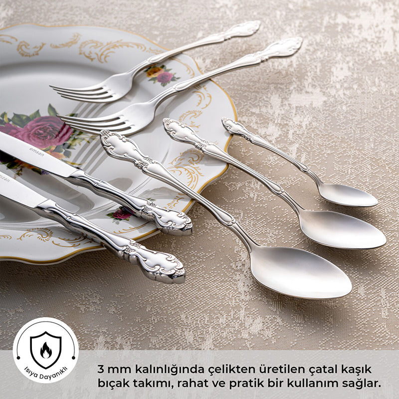 Emsan Royal 84 Parça 12 Kişilik Çatal Kaşık Bıçak Takımı Lüks Kutulu - 2