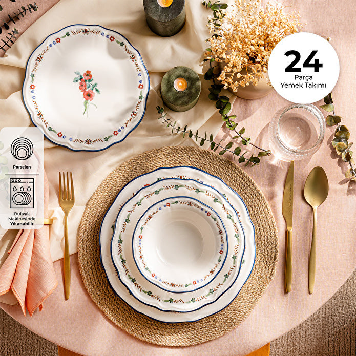 Emsan Rüya Porselen 24 Parça 6 Kişilik Yemek Takımı