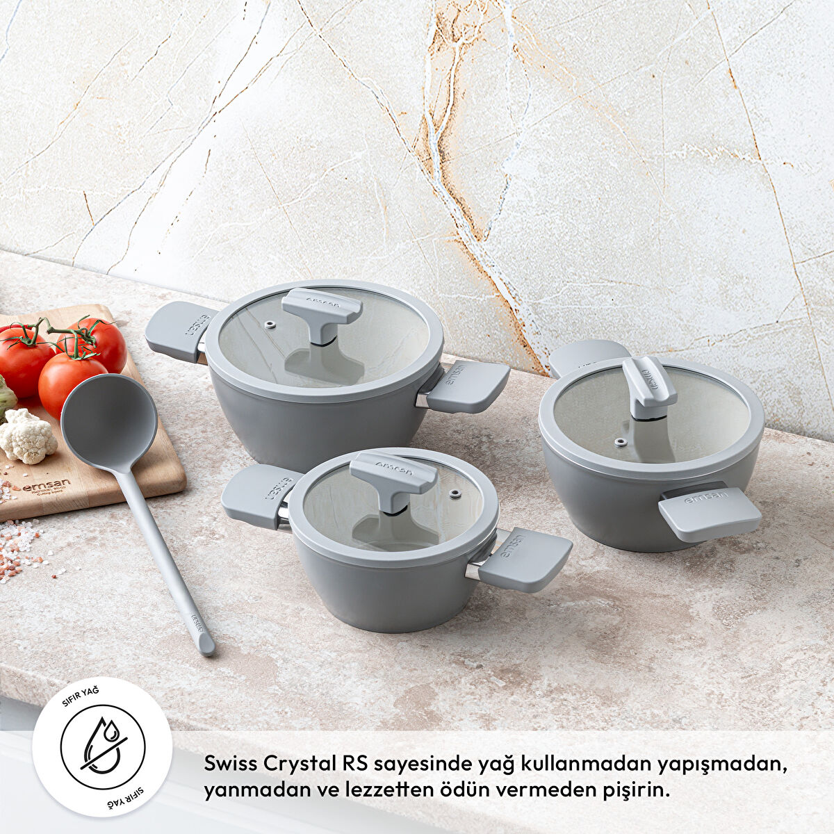 Emsan Swiss Crystal RS 6 Parça Midi Tencere Seti - 2