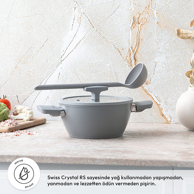 Emsan Swiss Cyrstal RS Derin Tencere Gri 20 cm - 2