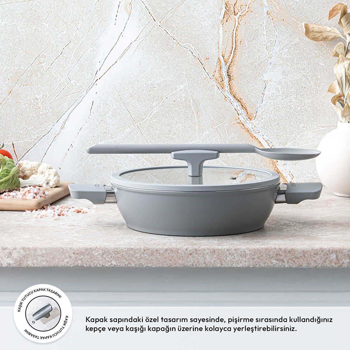 Emsan Swiss Cyrstal RS Karnıyarık Tenceresi Gri 24 cm - 2