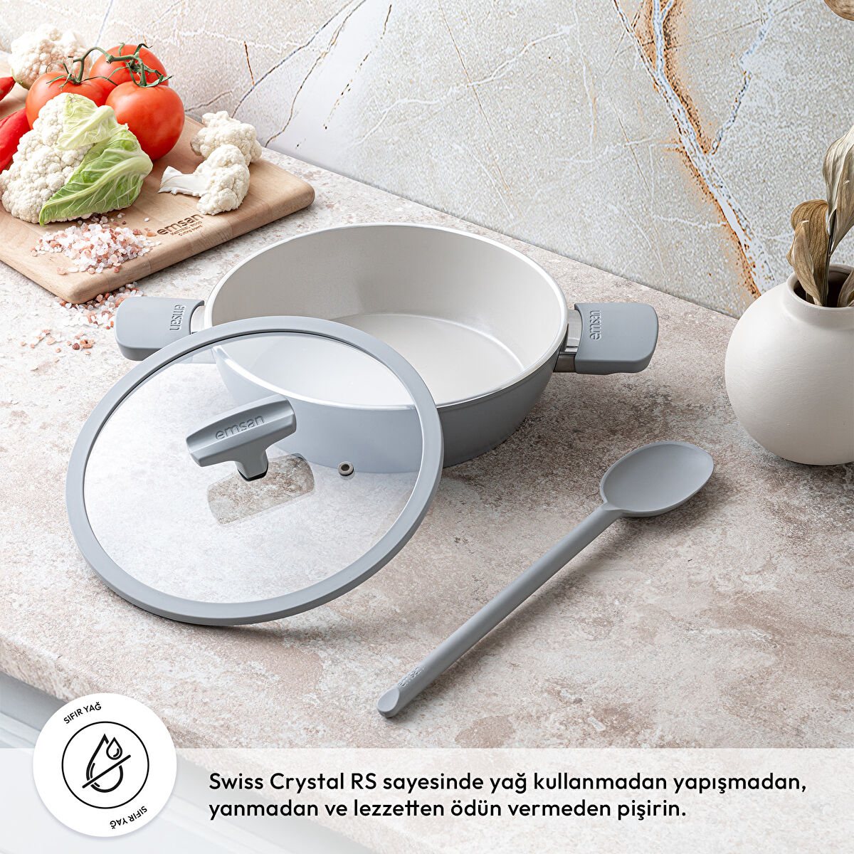 Emsan Swiss Cyrstal RS Karnıyarık Tenceresi Gri 24 cm - 3